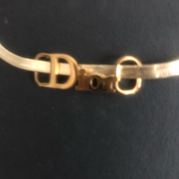 DIOR Tag onto a Necklace 14k Gold Plated Herringbone Chain - Picture 4 of 13